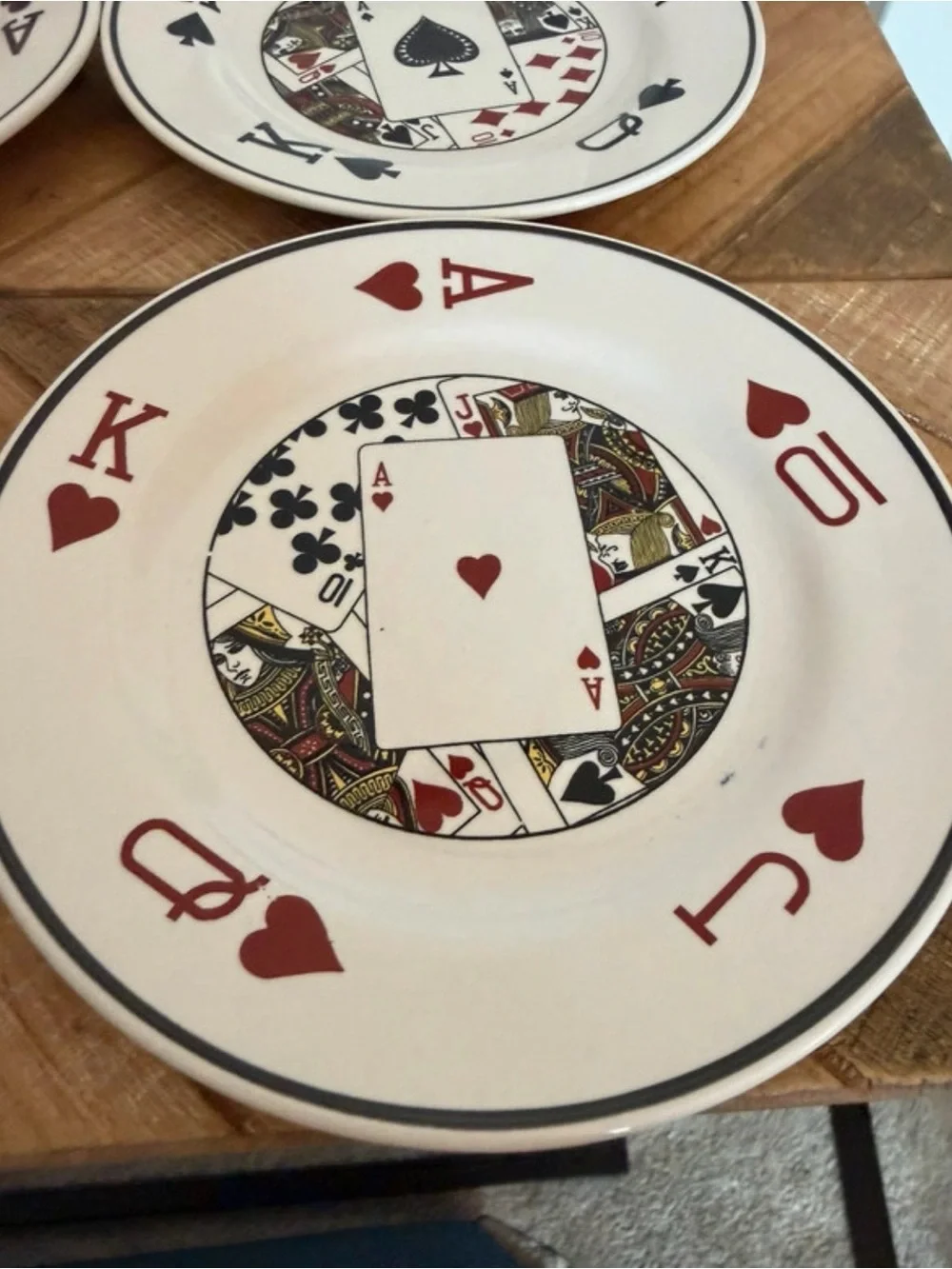 Playing Card Dessert Plate Set - White and Red